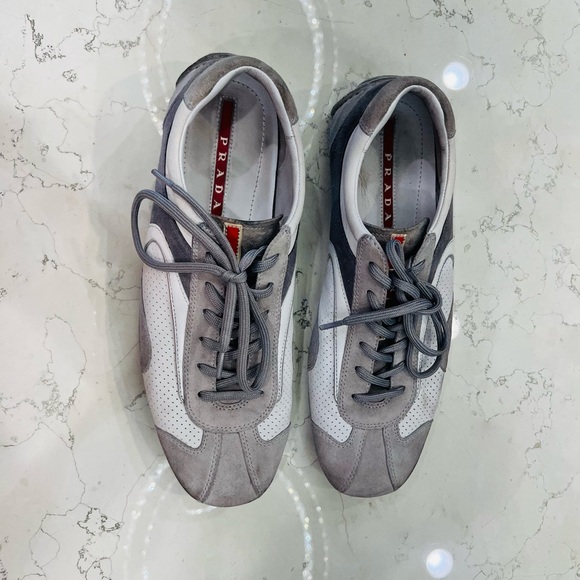 Prada, white, gray and silver men’s sneakers 👟, size 8.5 - Picture 6 of 11